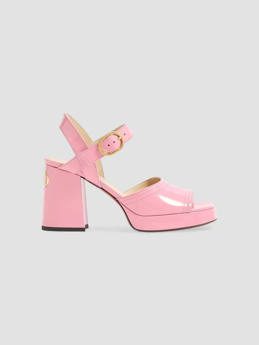 Fawcette 100MM Platform Sandals in Polished Calfskin by Valentino