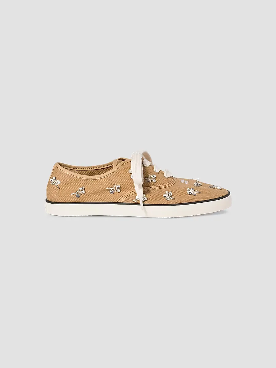 Embroidered Drill Sneakers by Miu Miu