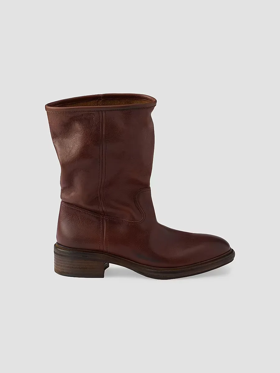 Vintage-Effect Leather Boots