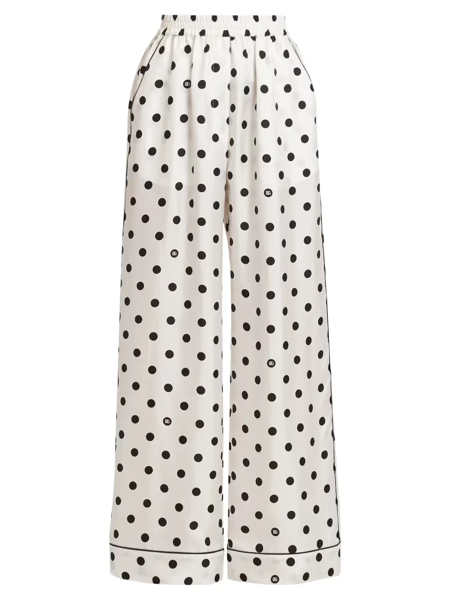 Polka-Dot Silk Pajama Pants by Dolce & Gabbana