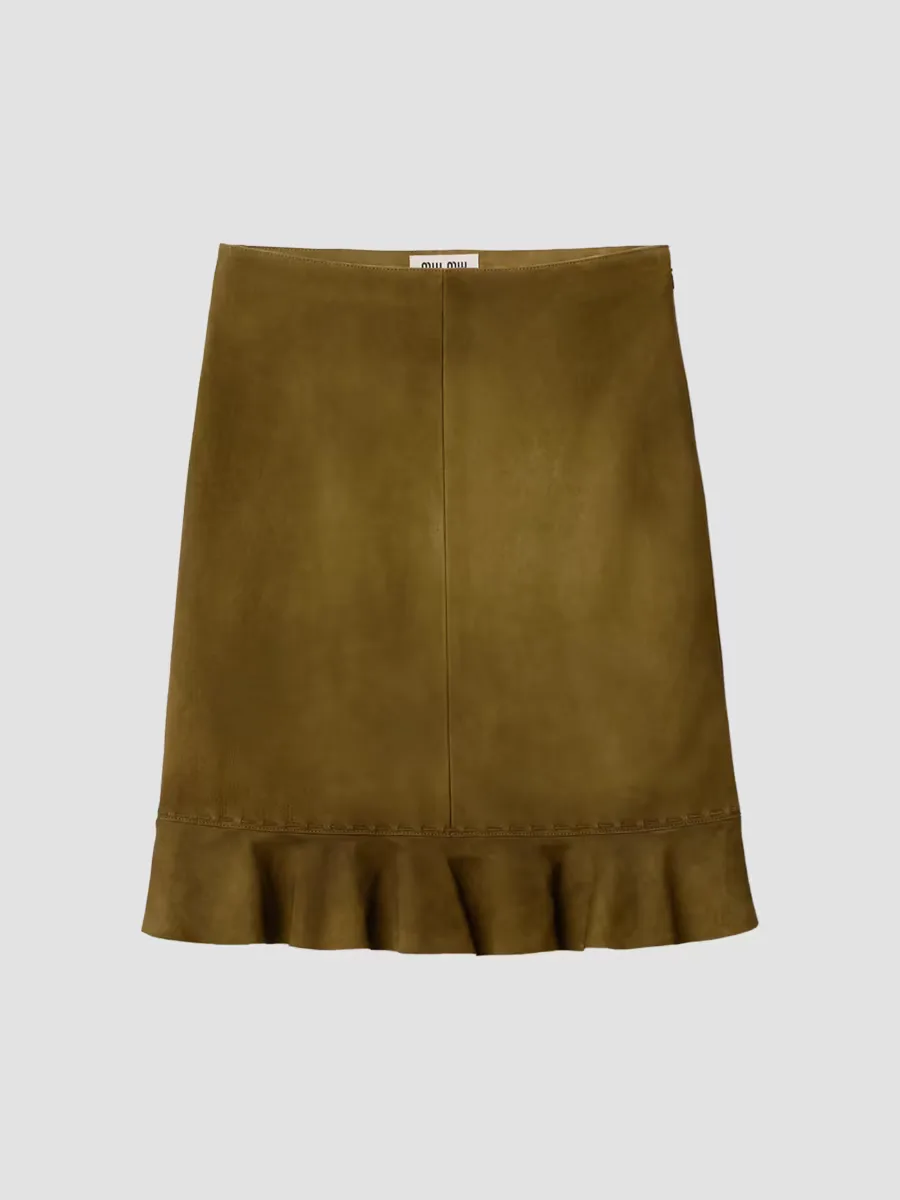 Waxed Suede Skirt by Miu Miu