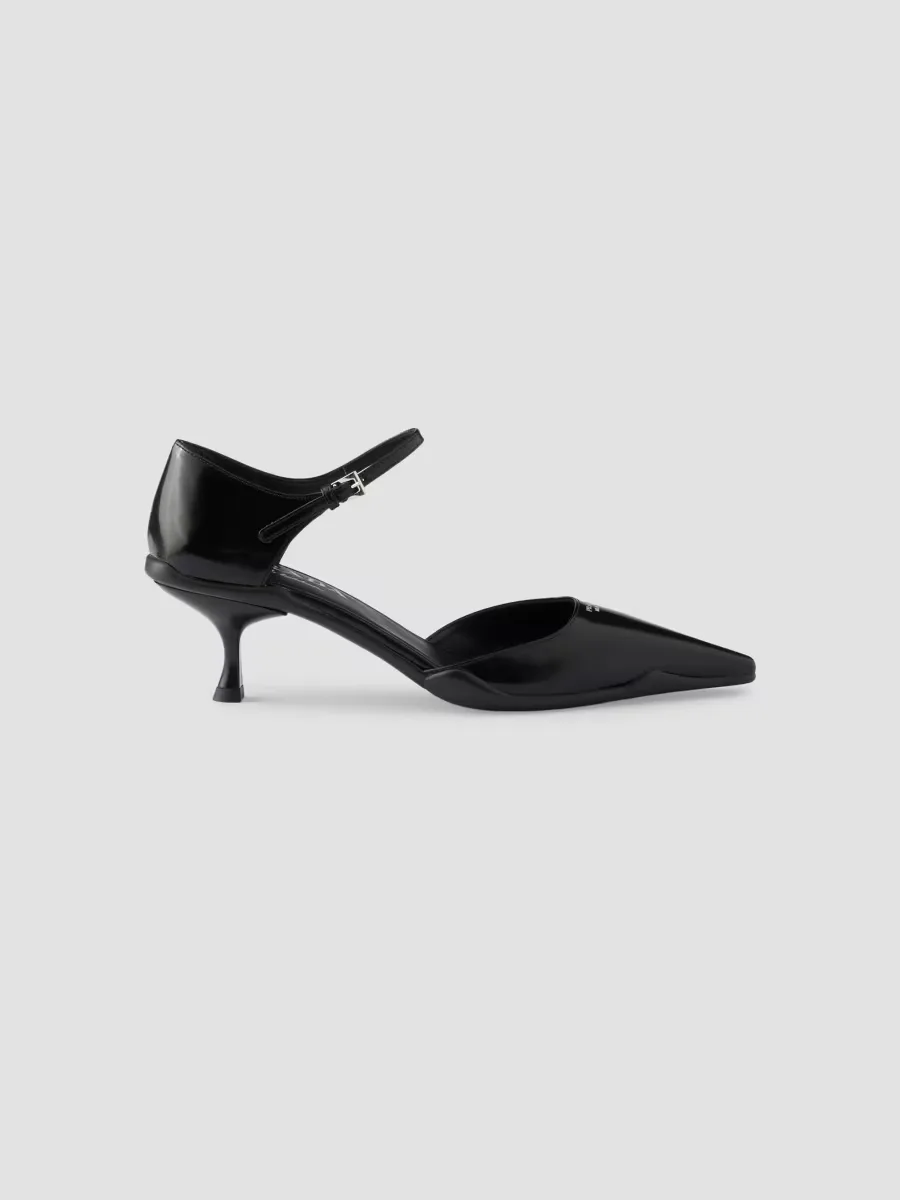 Brushed Leather D'Orsay Pumps by Prada