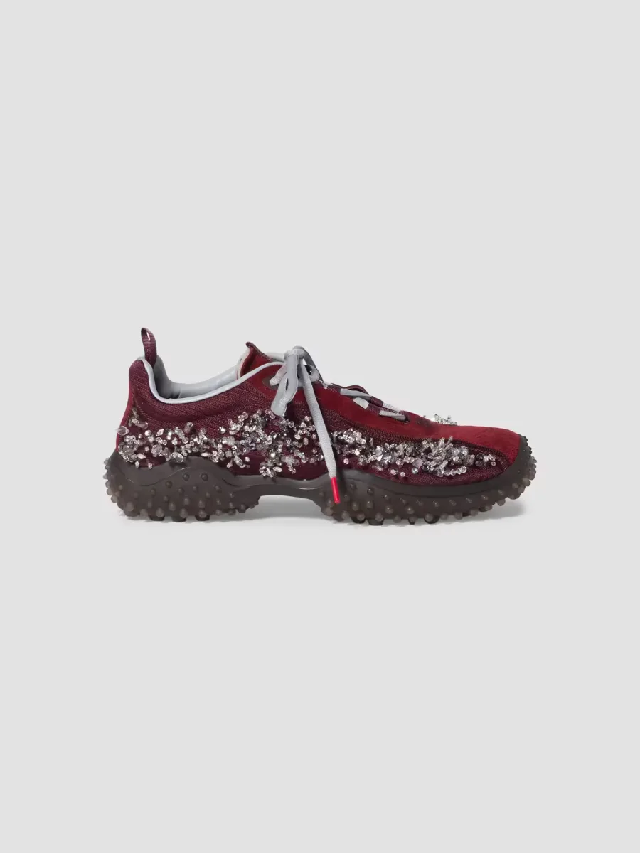 Bubble Embroidered Technical Fabric and Suede Sneakers
