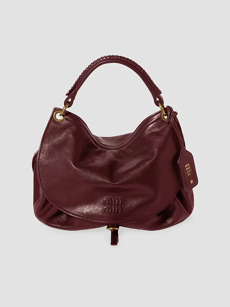 Leather Hobo Bag by Miu Miu