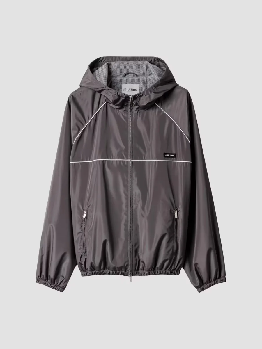 Technical Silk Zipper Blouson Jacket by Miu Miu
