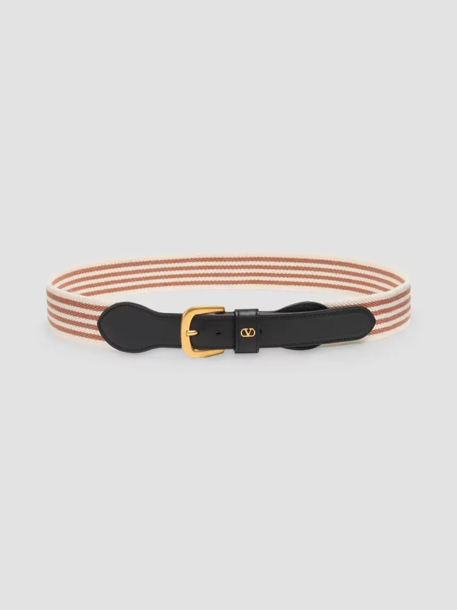 VLogo Signature Belt in Ribbon and Calfskin 35MM by Valentino