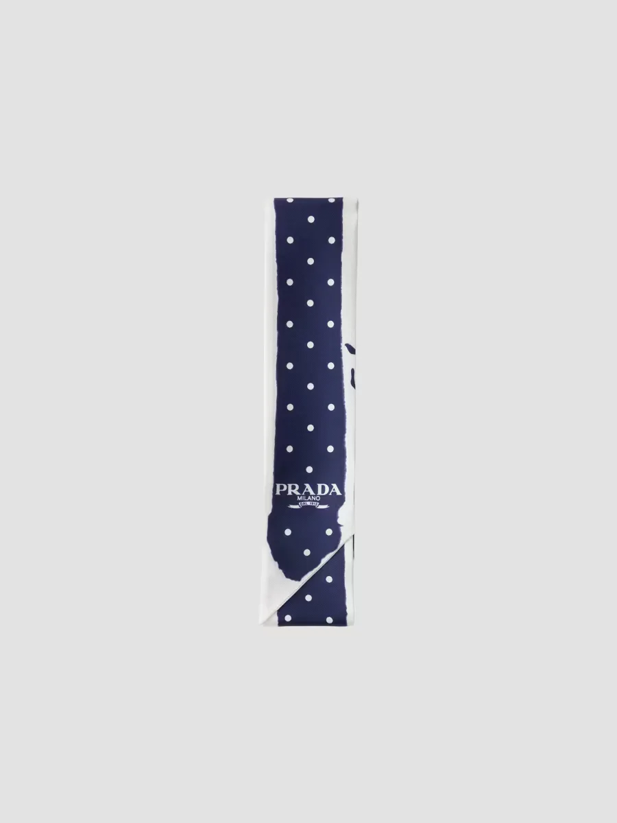 Printed Twill Skinny Scarf by Prada