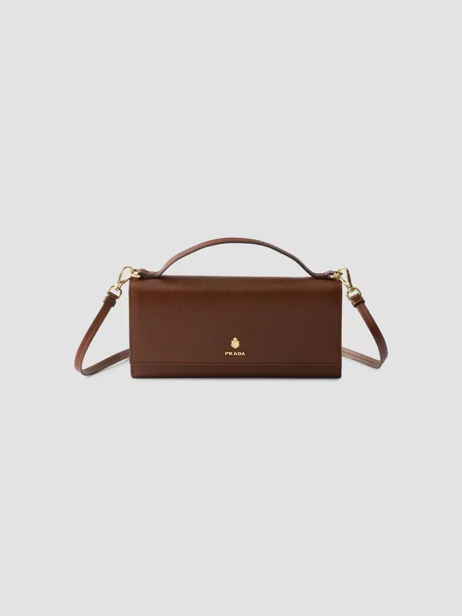 Leather Wallet with Shoulder Strap by Prada