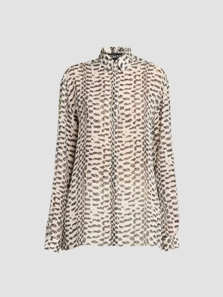 Broken Snake Silk Georgette Boyfriend Shirt by Tom Ford