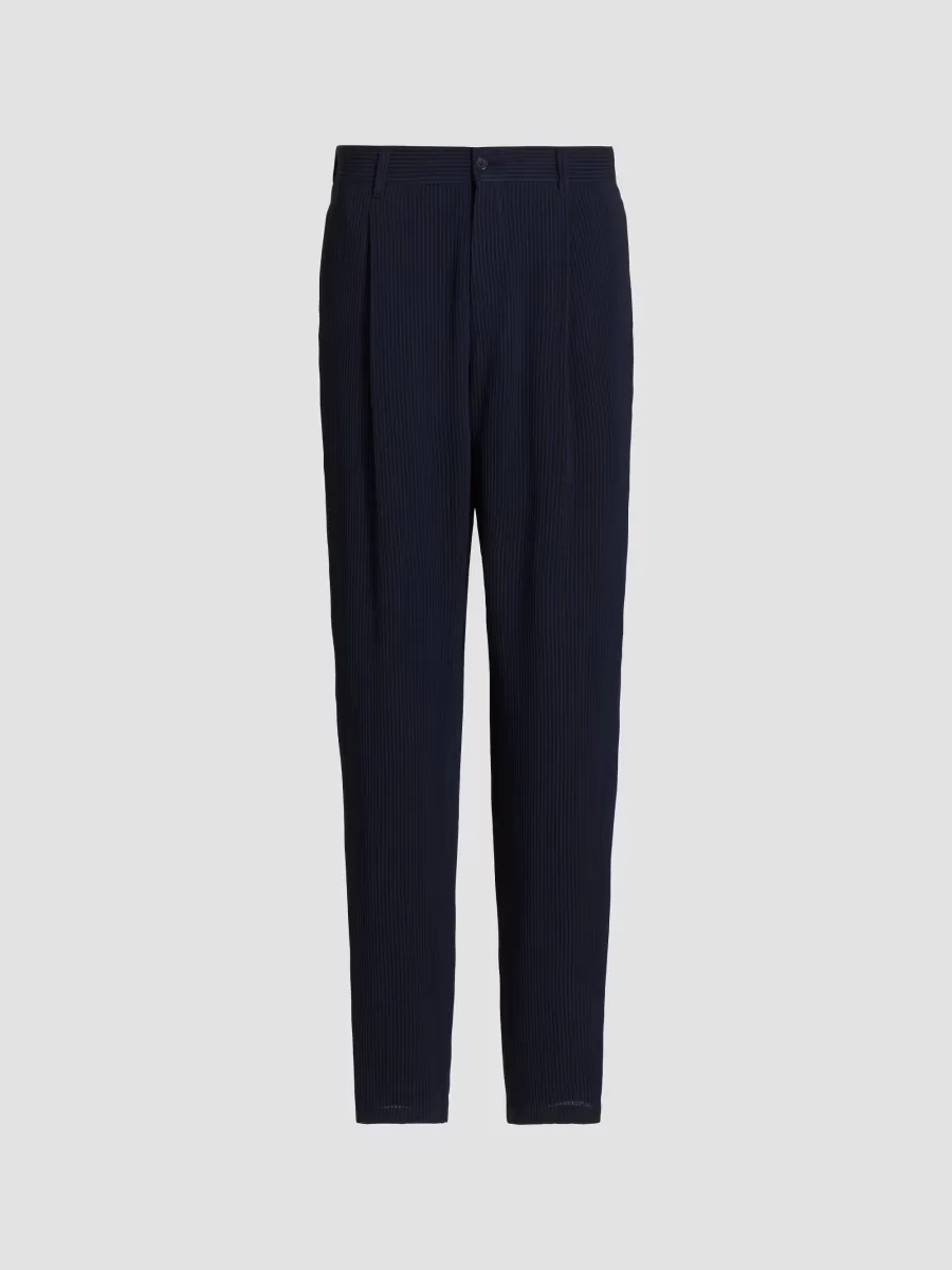 Giorgio Armani Pinstriped Flat-Front Trousers by Armani