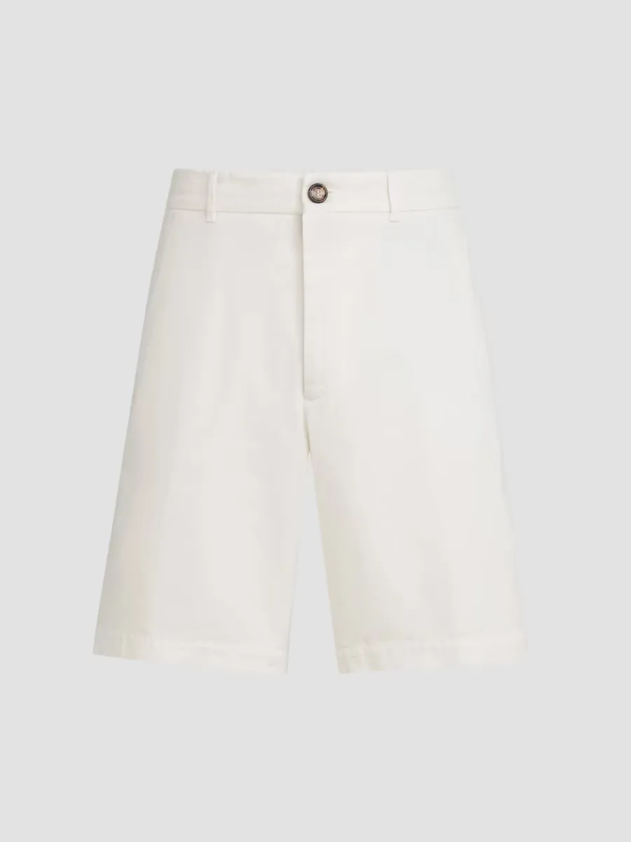 Garment-Dyed Bermuda Shorts in Twisted Cotton Gabardine by Brunello Cucinelli