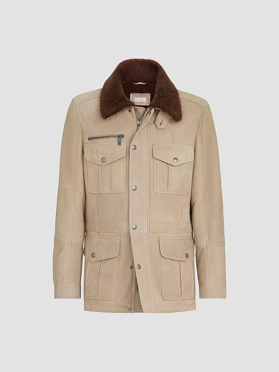 Waxed Shearling Safari Jacket