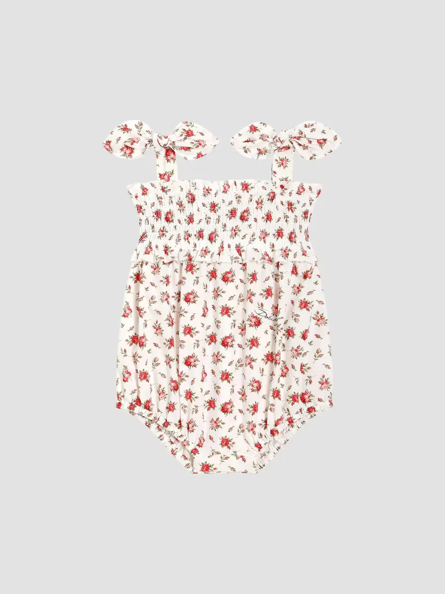 Rose-Print Smocked Cotton Bodysuit by Dolce & Gabbana