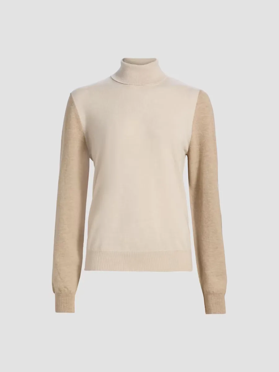 Tonal Colorblocked Wool Sweater by Maison Margiela