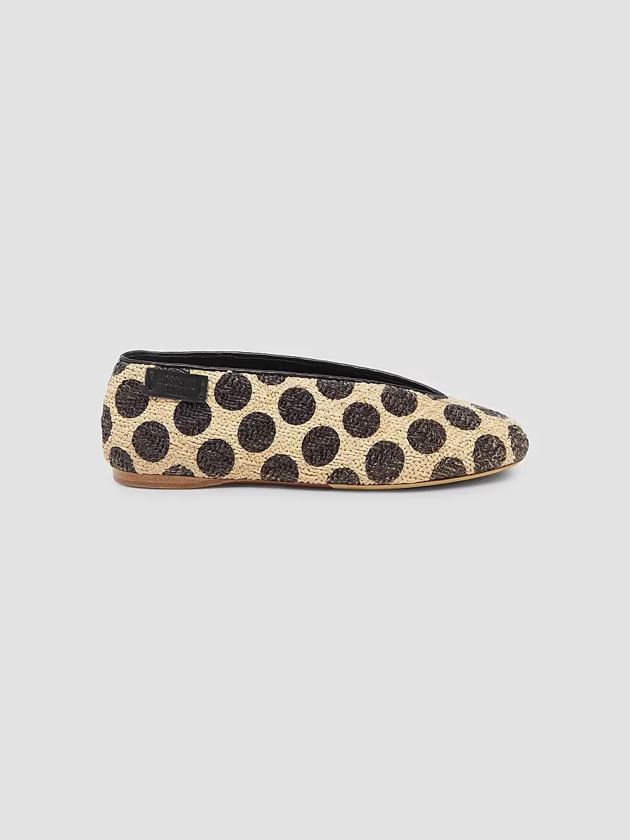 Printed Raffia Ballerina Flats by Moschino