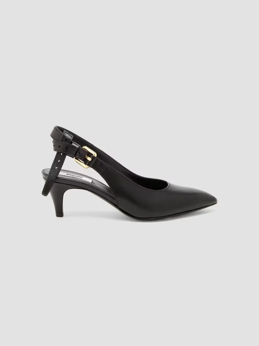 Tie-Me Leather Pumps by Moschino
