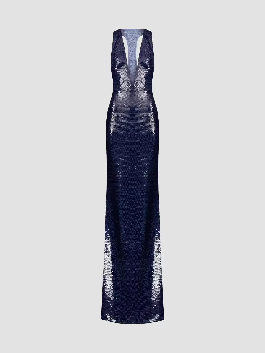 Olympia Plunging Racerback Gown