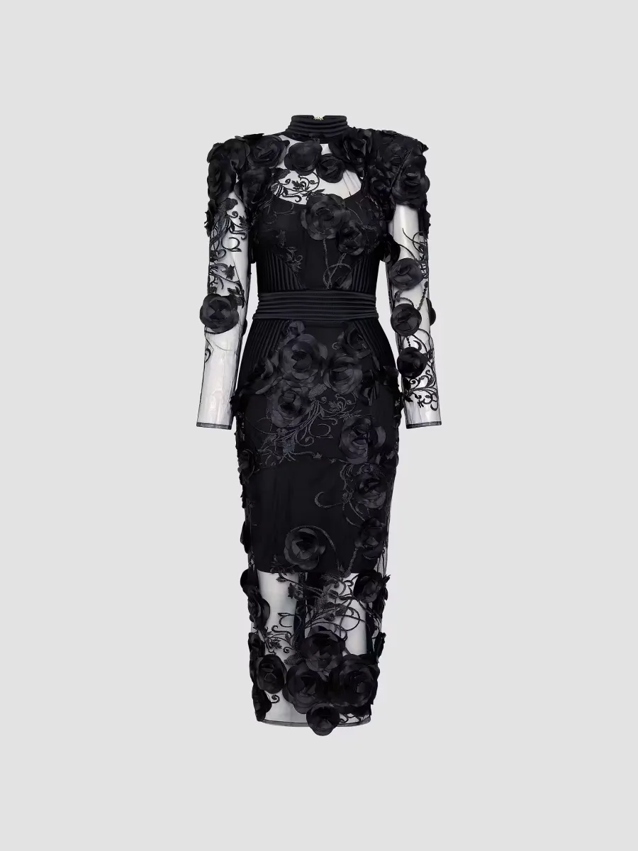 Battle Lines Floral-Embellished Vendetta Dress by Zhivago