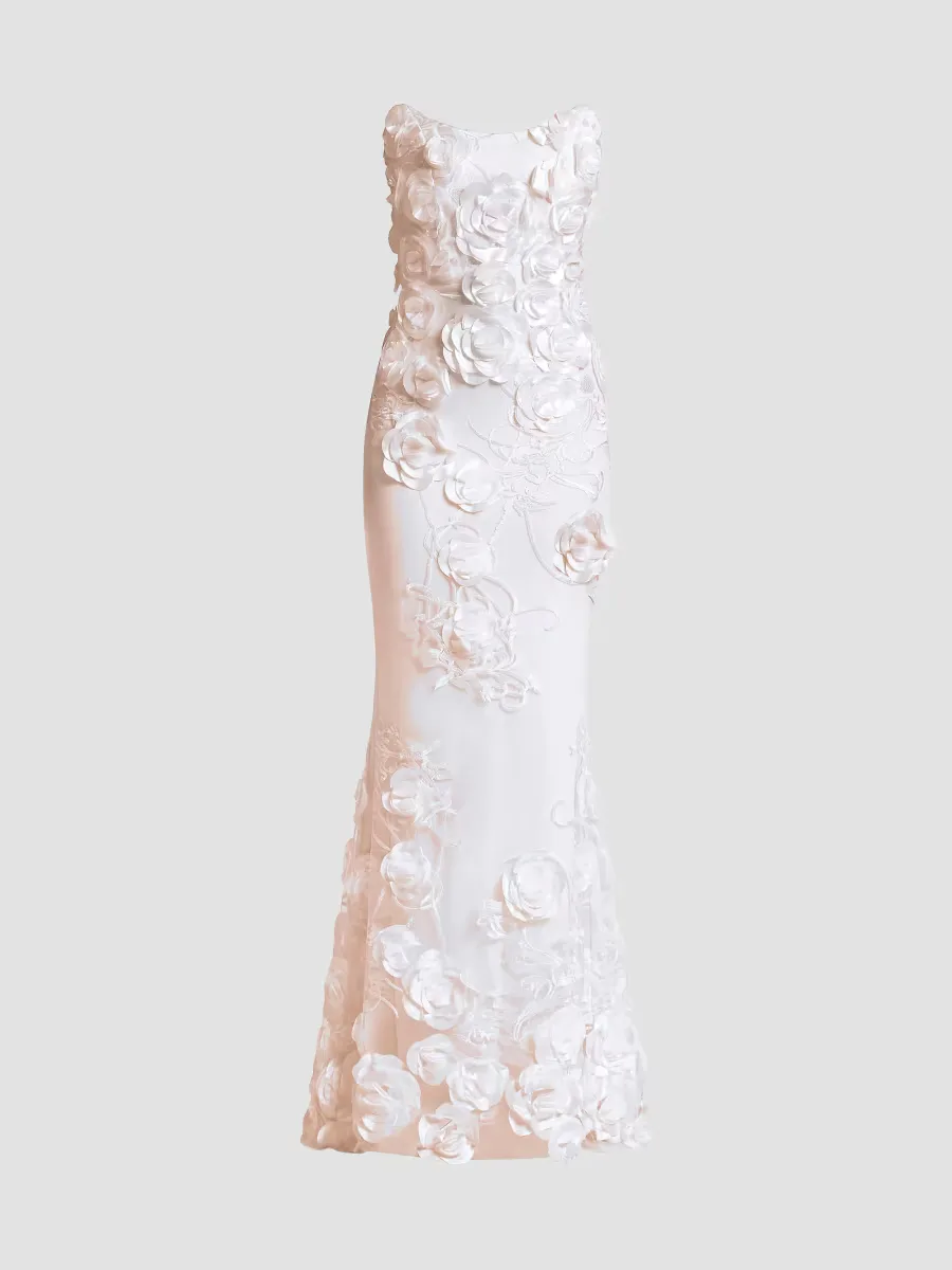 Aonia Floral Appliqu Mermaid Gown by Zhivago