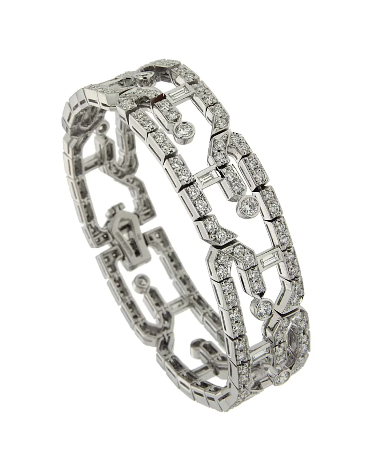 18k White Gold Diamond Deco Bracelet by Valentin Magro