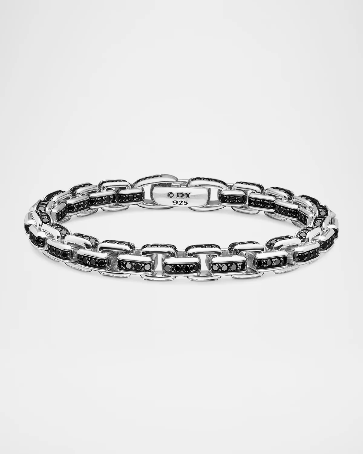 Box Chain Bracelet with Black Diamonds in Silver, 7.3mm by David Yurman