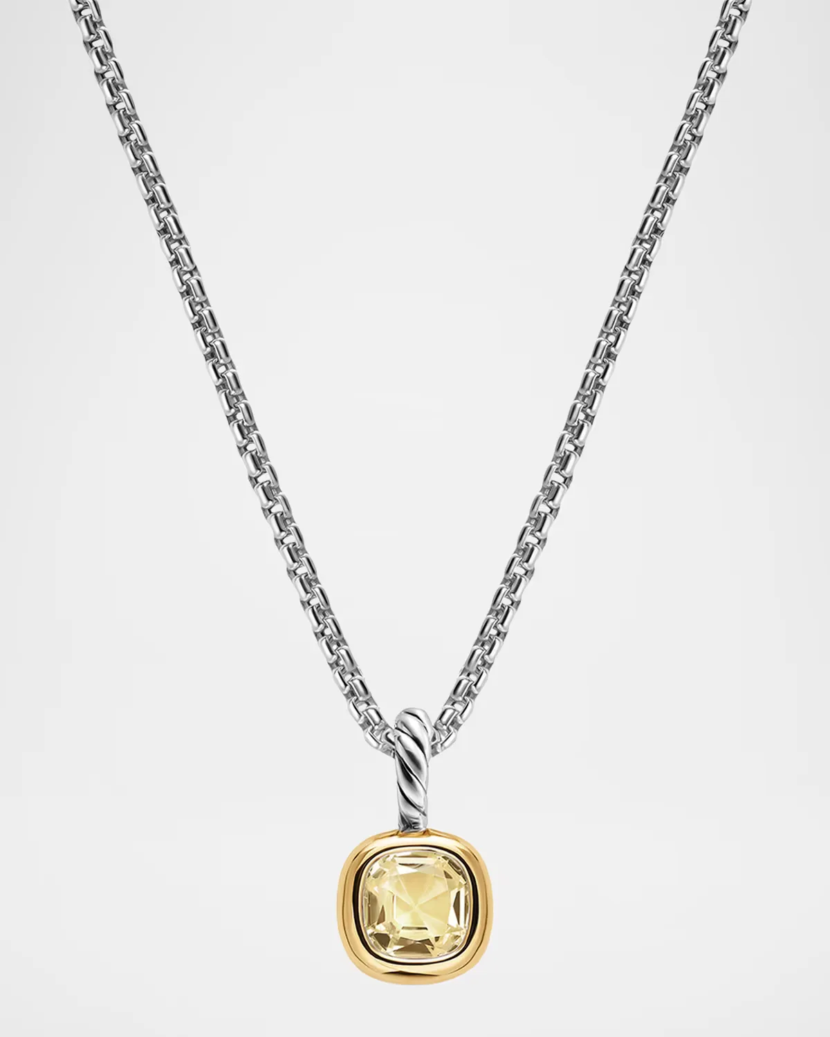 Mini Cushion Amulet with Gemstone in Silver and 14K Gold, 5.5mm by David Yurman