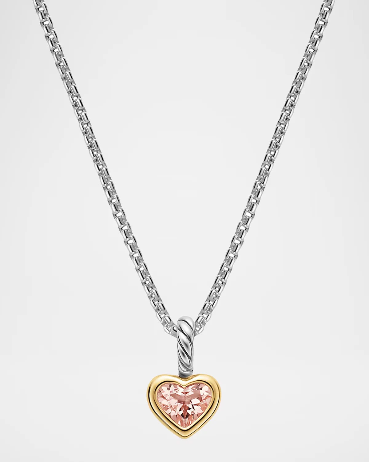 Mini Heart Amulet with Gemstone in Silver and 14K Gold, 6mm