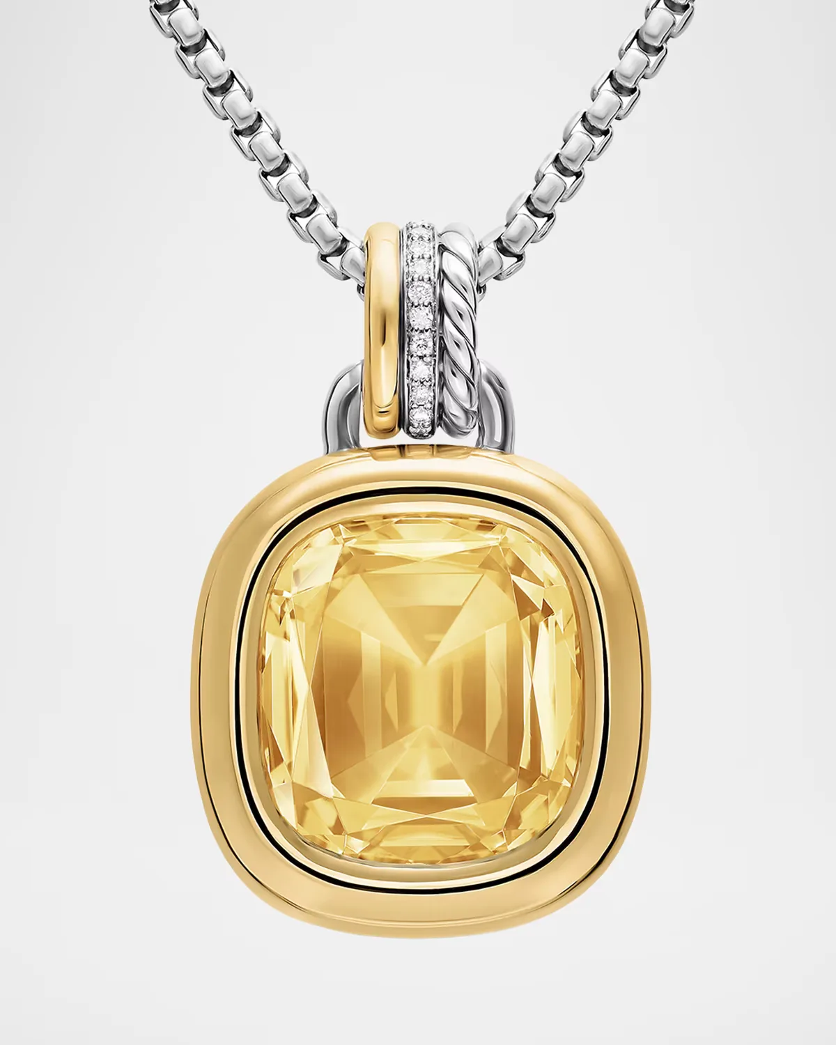 DY Mercer Color Amulet with Champagne Citrine and Diamonds in Silver and 18K Gold, 17mm by David Yurman