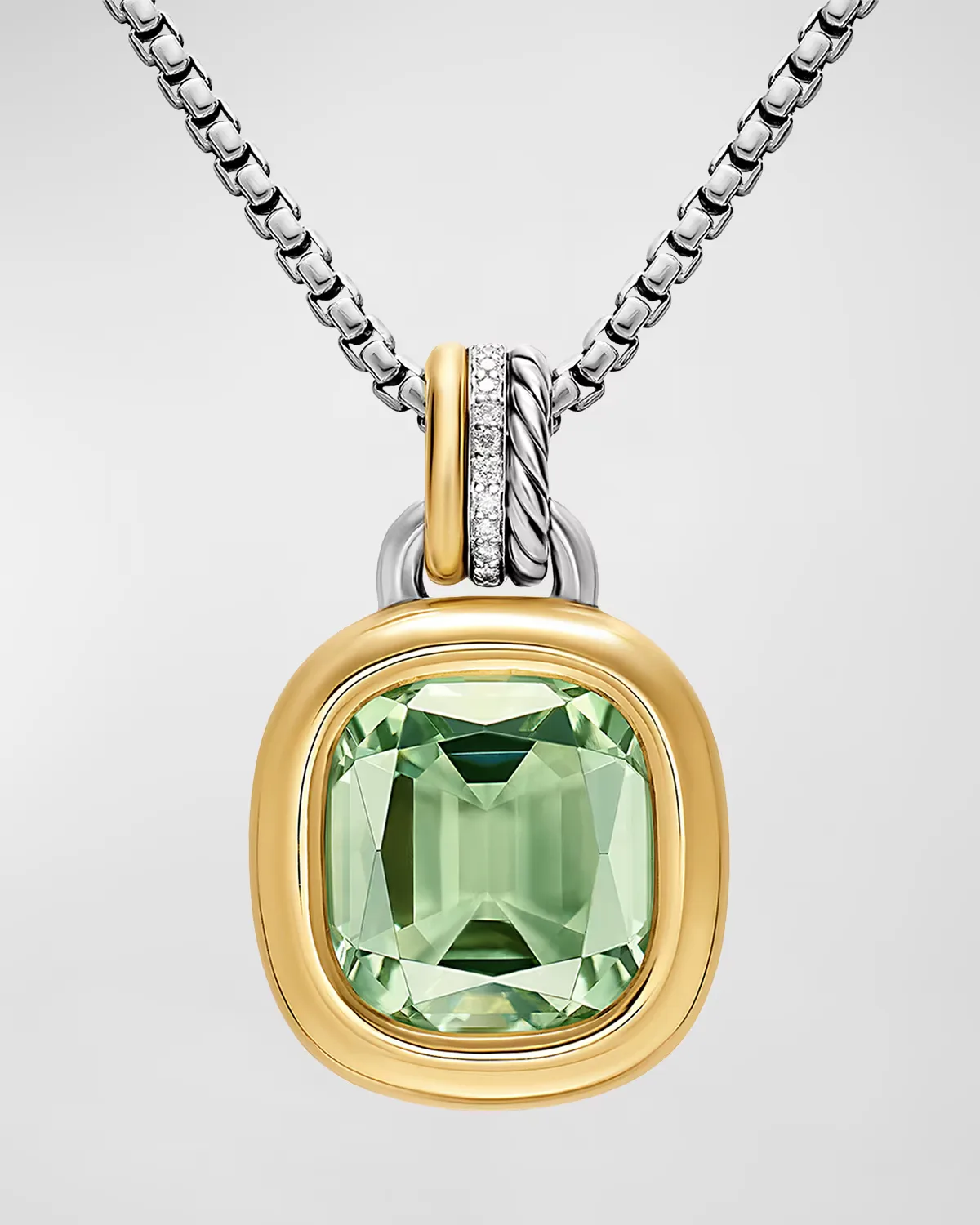 DY Mercer Color Amulet with Prasiolite and Diamonds in Silver and 18K Gold, 13mm by David Yurman