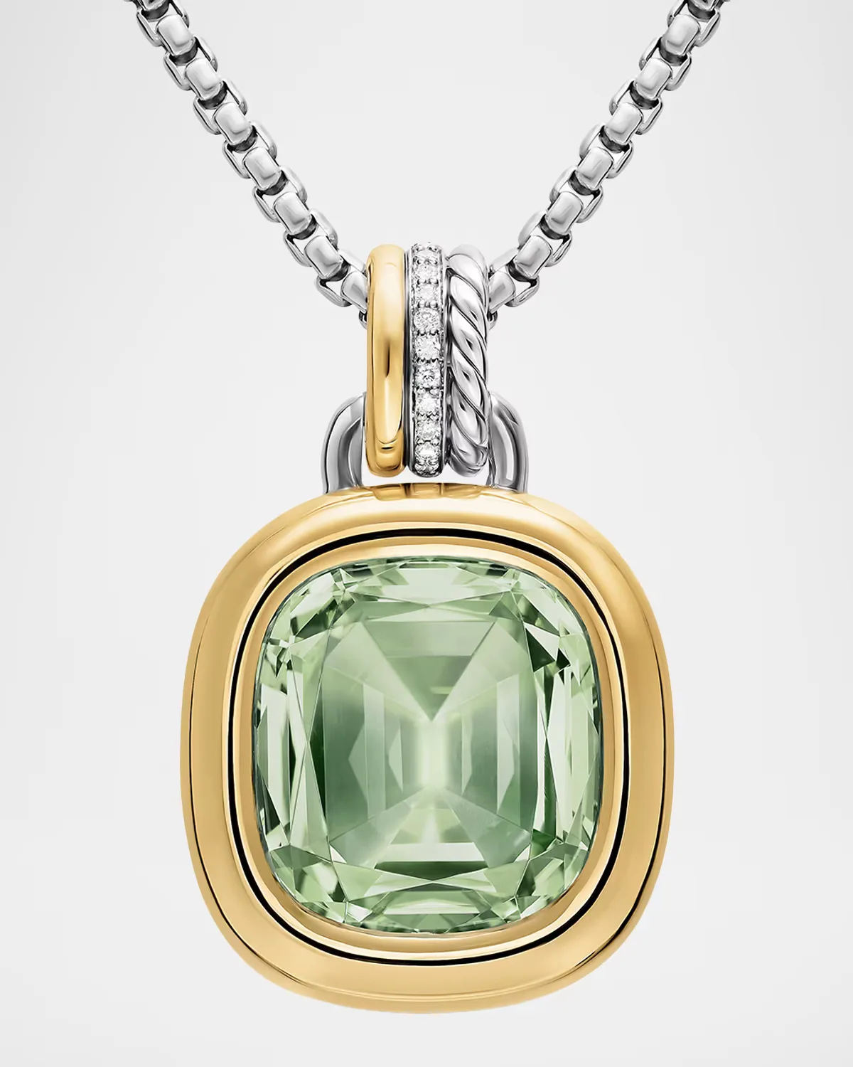 DY Mercer Color Amulet with Prasiolite and Diamonds in Silver and 18K Gold, 17mm by David Yurman