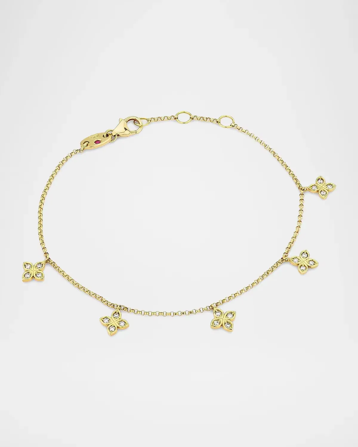 18K Yellow Gold Diamond Venetian Princess Dangle Station Bracelet