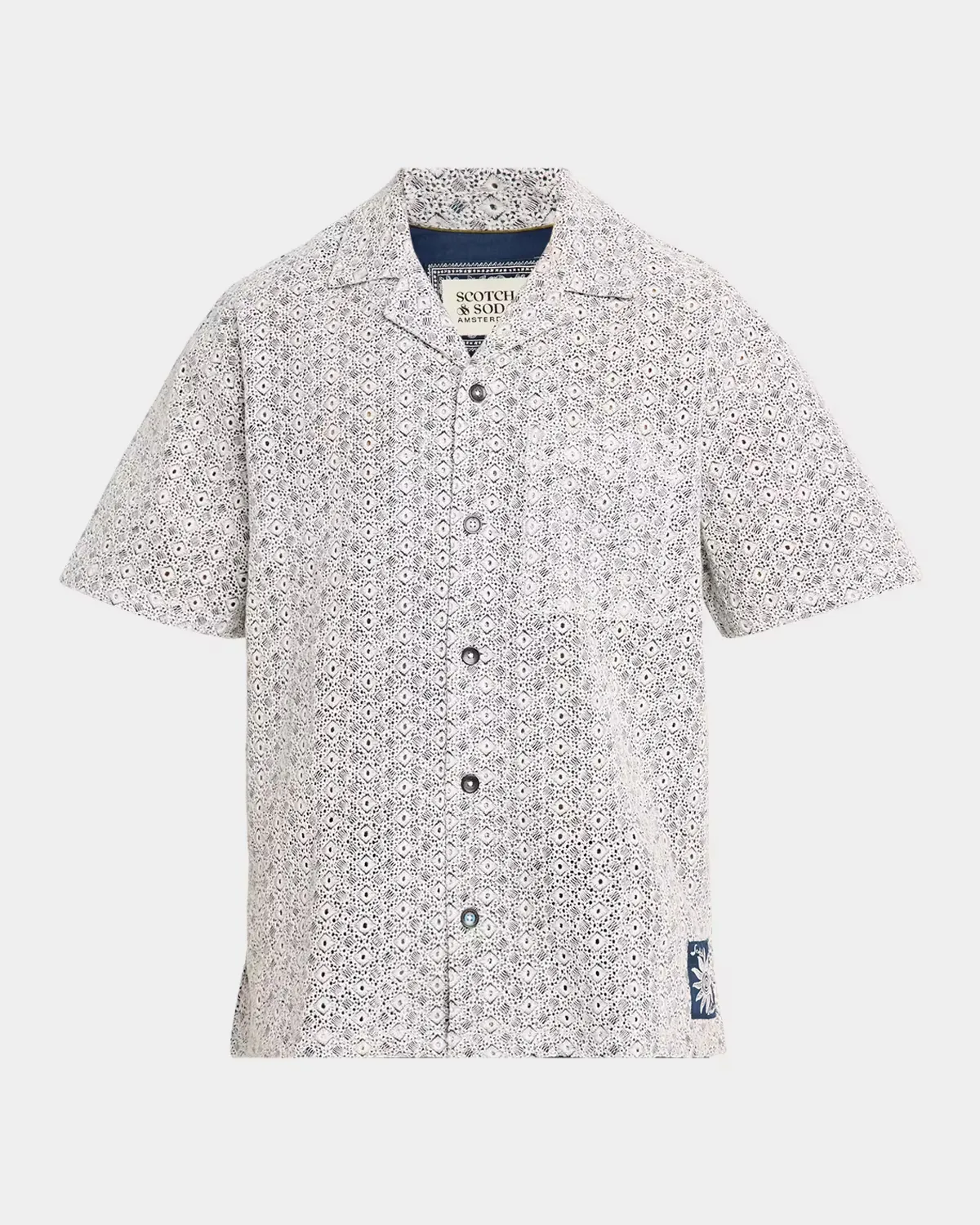 Geometric-Embroidered Cotton Camp Shirt by Scotch & Soda