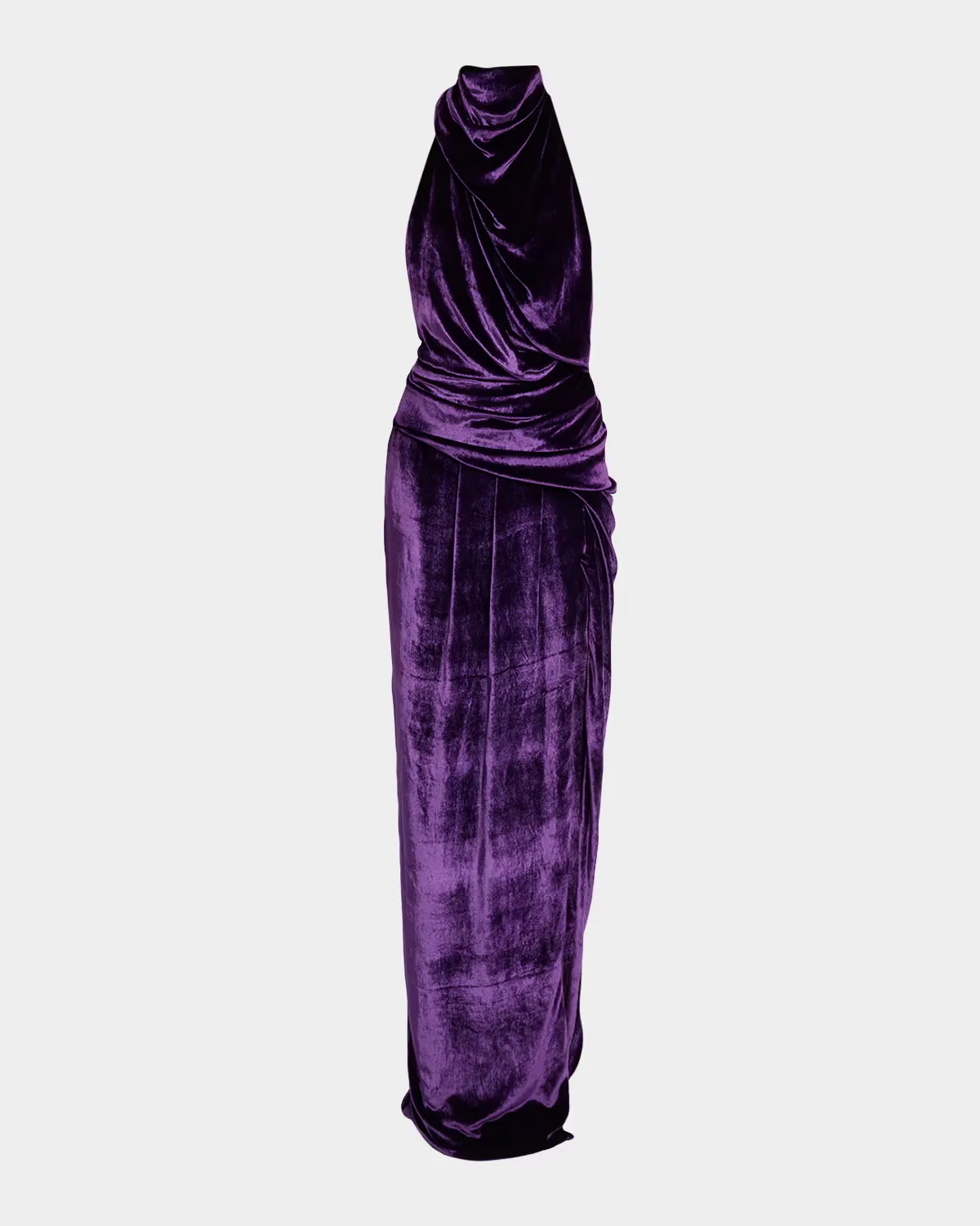 Draped Velvet Halter Dress