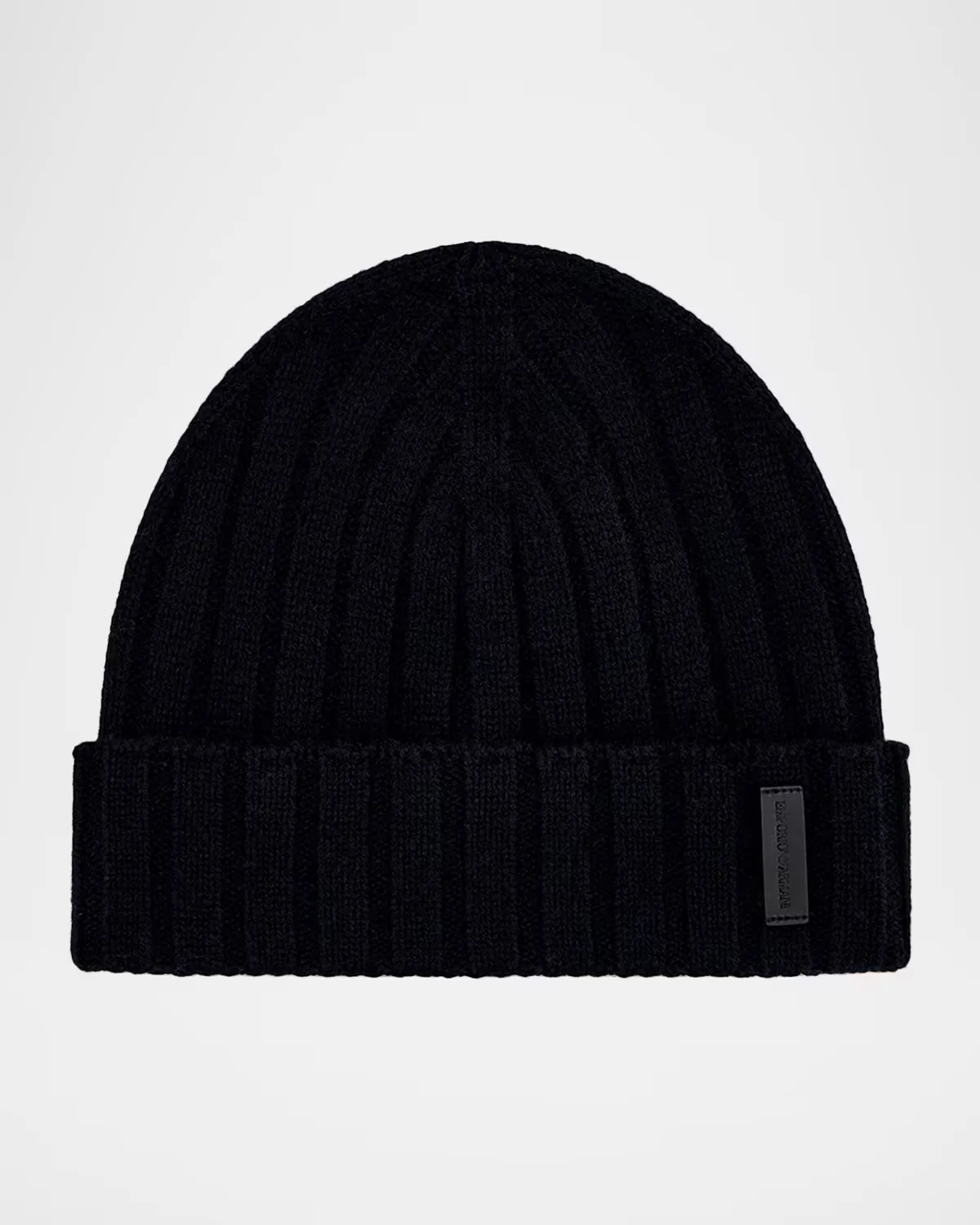 Wool-Cashmere Rib-Knit Beanie Hat by Armani