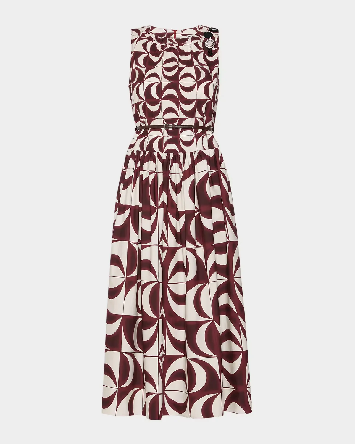 Geometric-Print Cotton Poplin Midi Dress by Max Mara