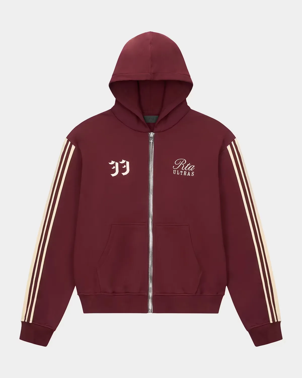 Striped-Sleeve Cotton Zip-Front Hoodie by RTA