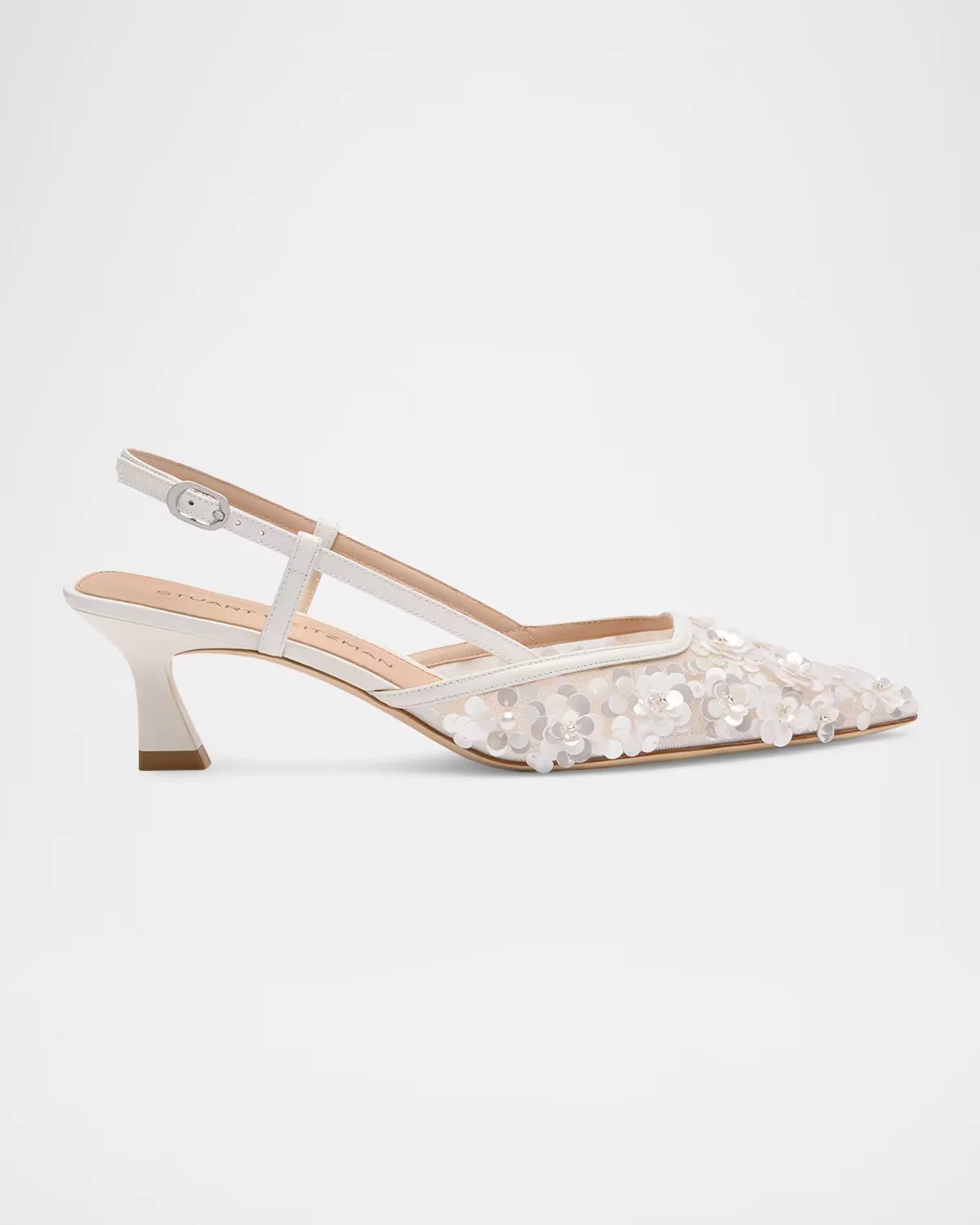 50mm Vinnie Embellished Mesh Slingback Pumps by Stuart Weitzman
