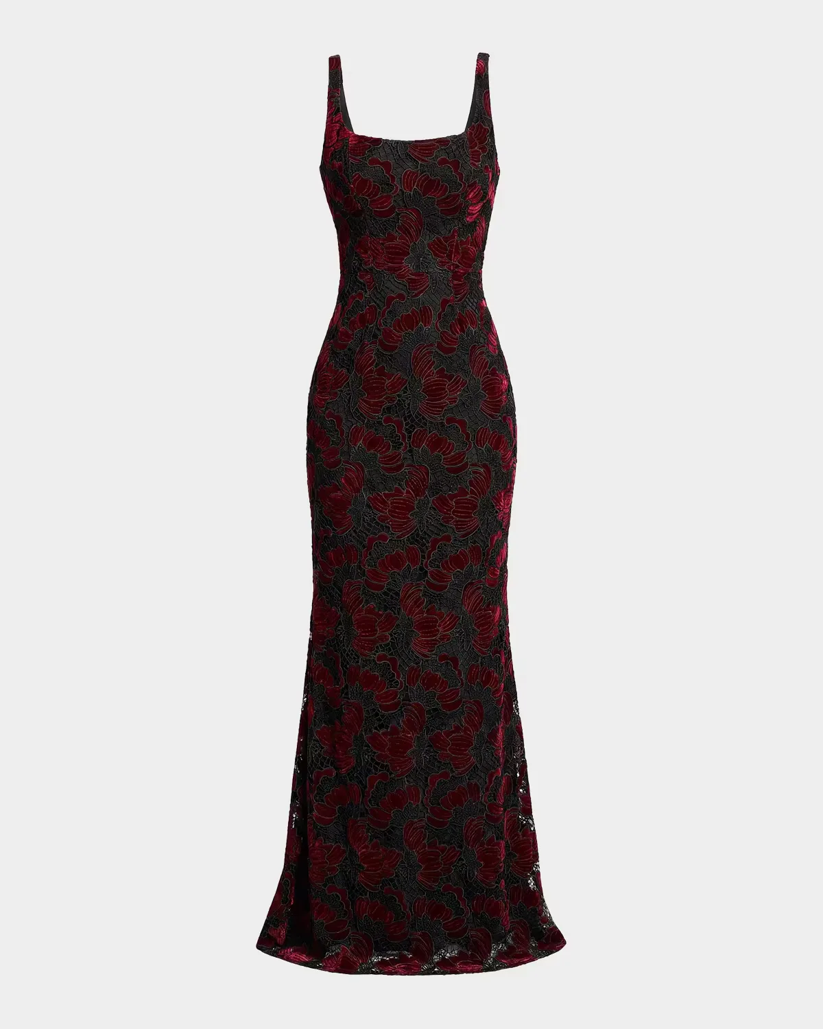Lorena Velvet-Trimmed Lace Mermaid Gown by Dress the Population