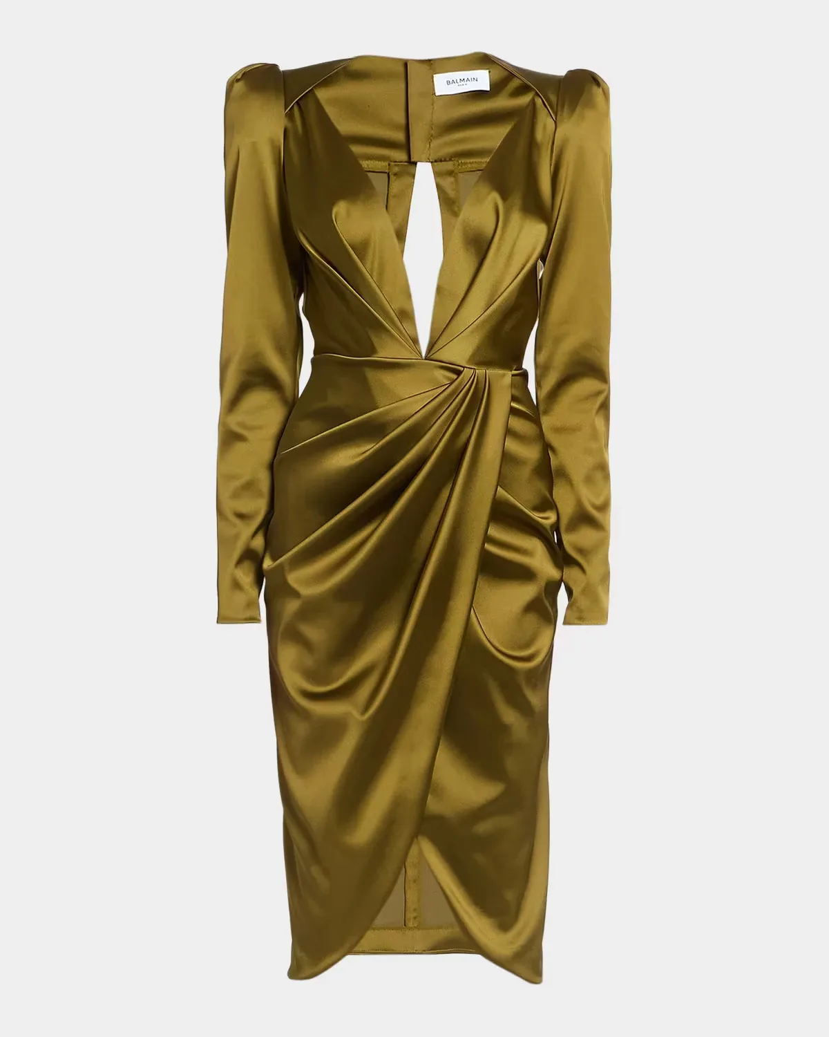 Draped Silk Satin Dress by Balmain