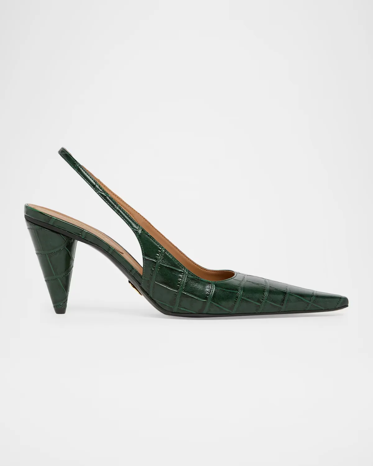 80MM Croc-Embossed Cone-Heel Slingback Pumps by Stella McCartney