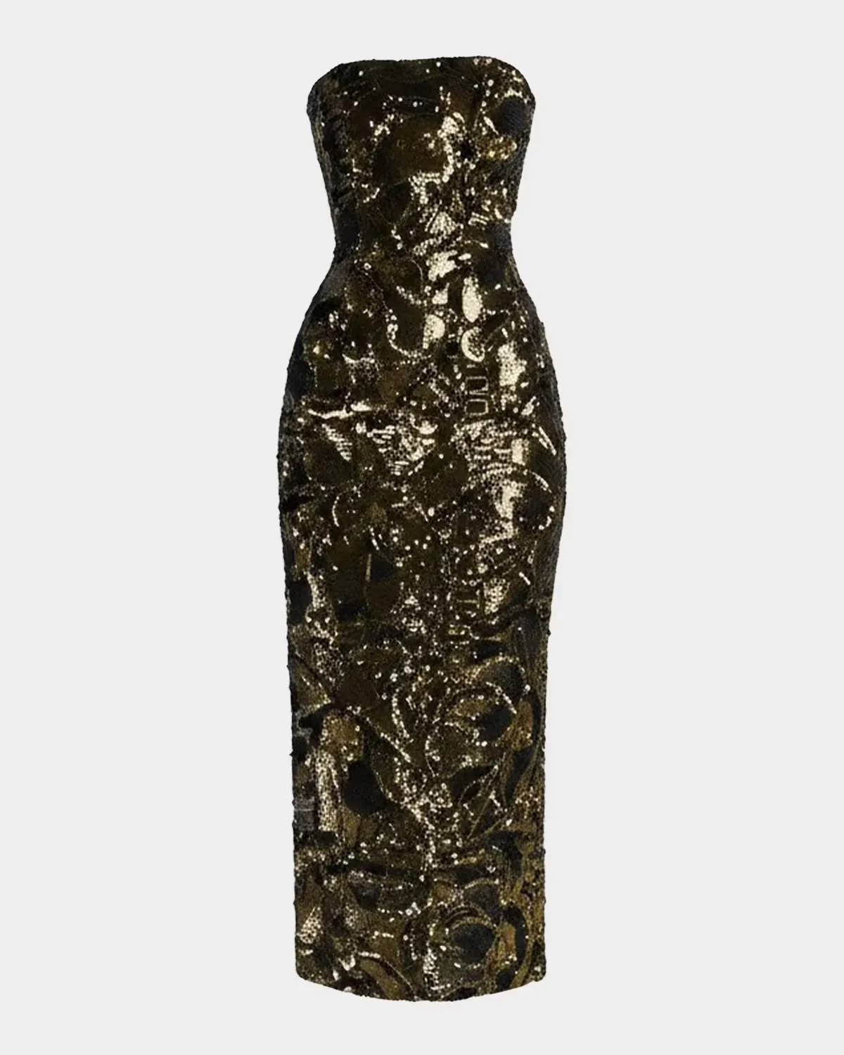 Leslie Strapless Sequin Column Gown by HELSI