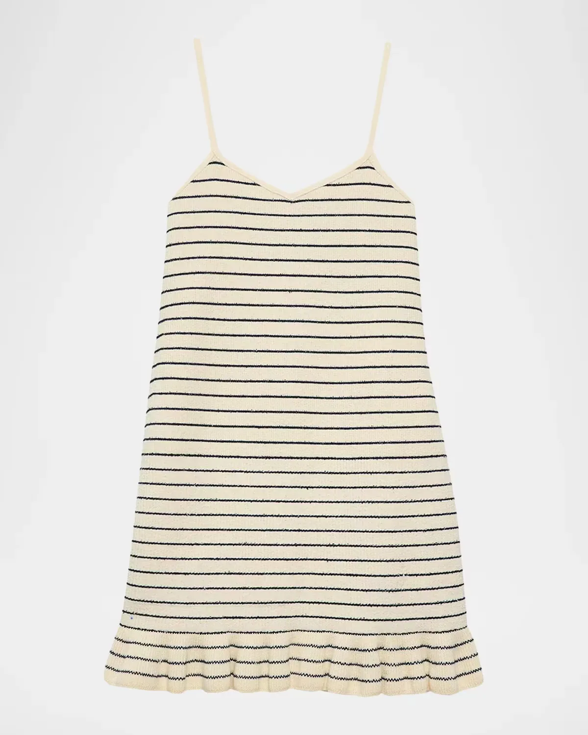 Sleeveless Striped Rib Ruffle Mini Dress