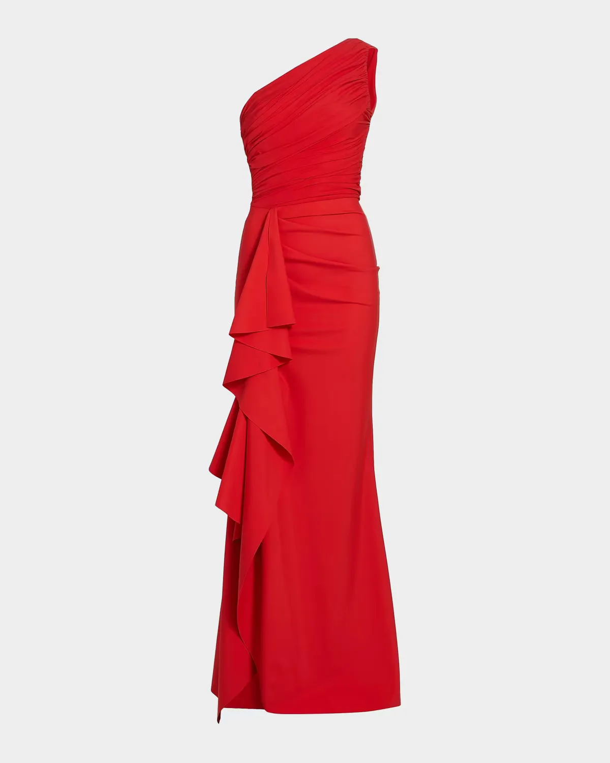 Ruched One-Shoulder Ruffle Gown by Chiara Boni La Petite Robe