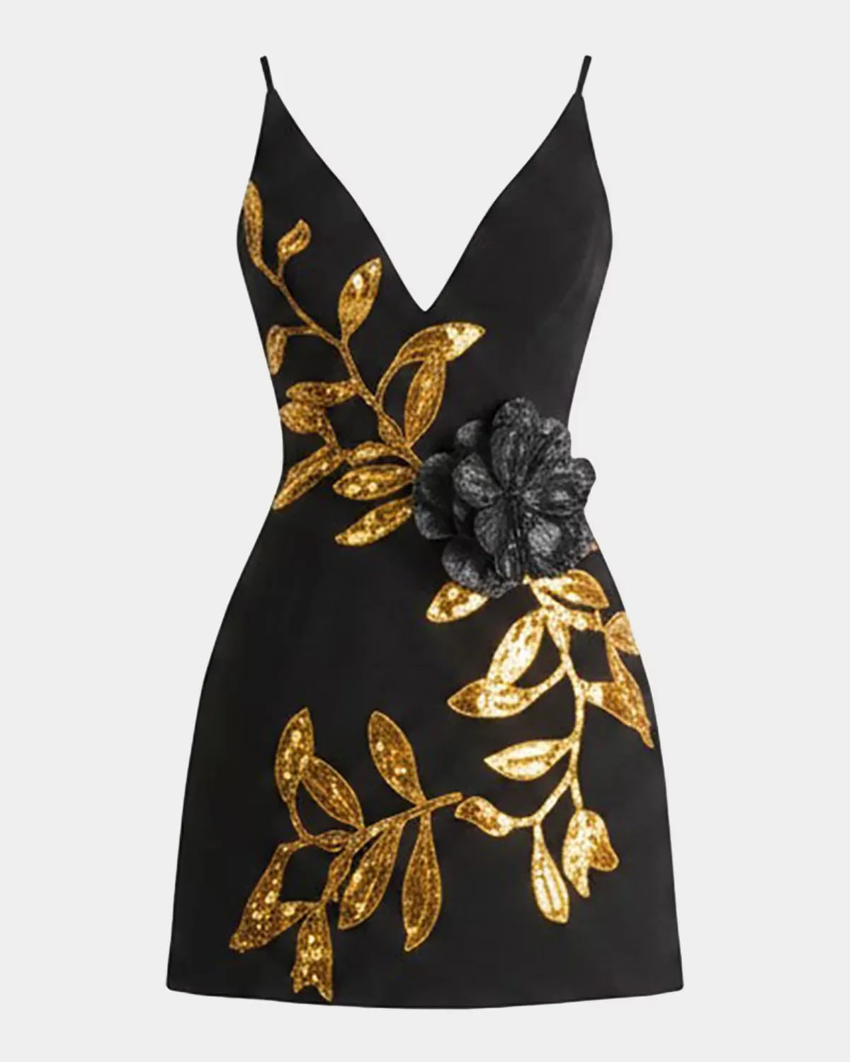 Domenique Sequin Floral Plunging Mini Dress by HELSI