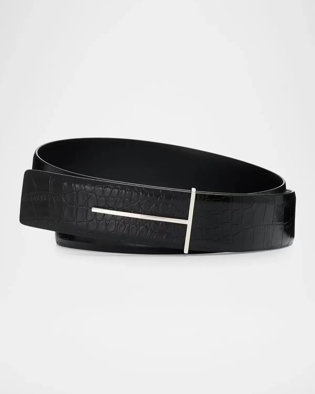 Croc-Embossed Leather Belt by Tom Ford