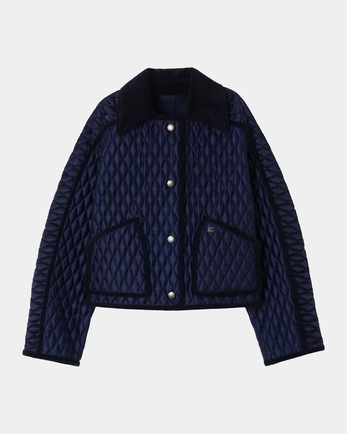 Floriston Corduroy-Trim Quilted Barn Jacket by Burberry