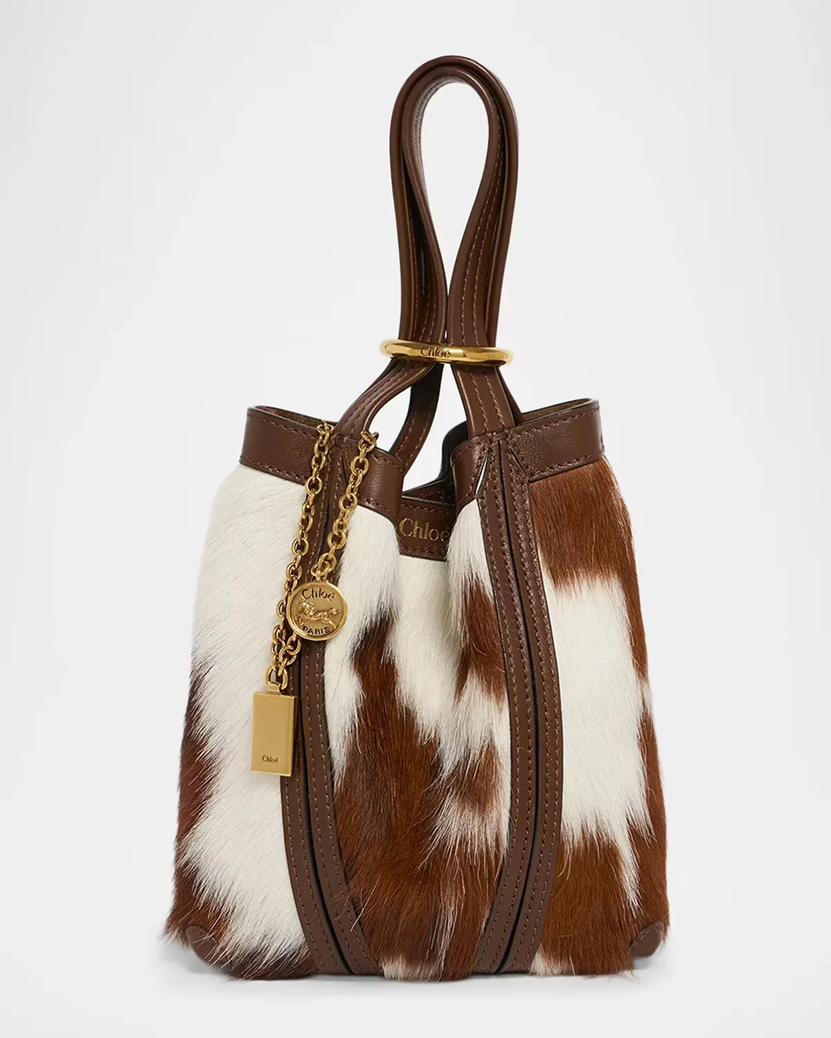 Spin Pinto-Print Calf Hair Tote Bag by Chloé