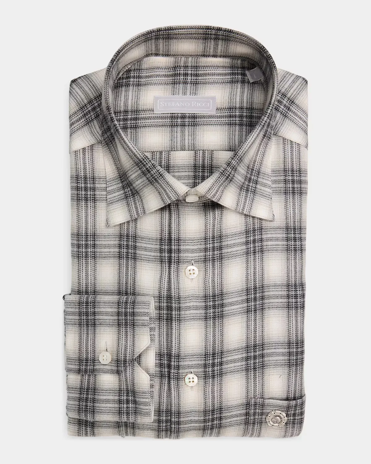 Plaid Cotton-Blend Flannel Sport Shirt by Stefano Ricci