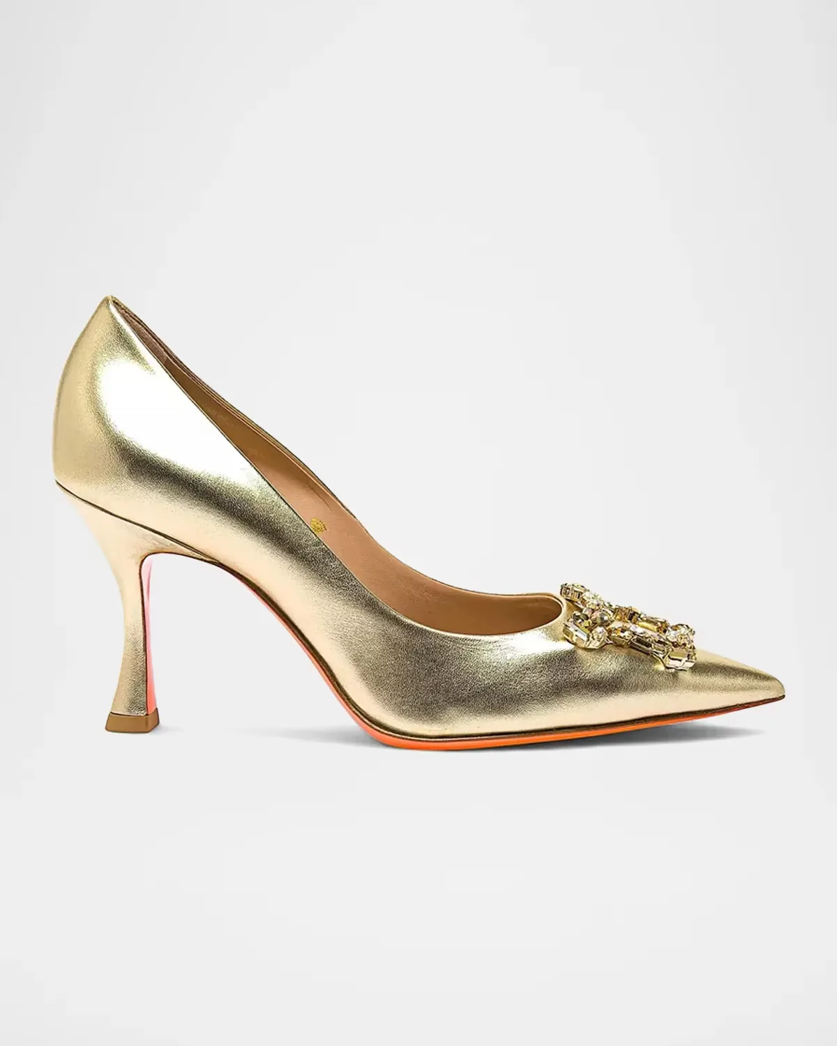 Embellished 85MM Metallic Leather Pumps by Santoni