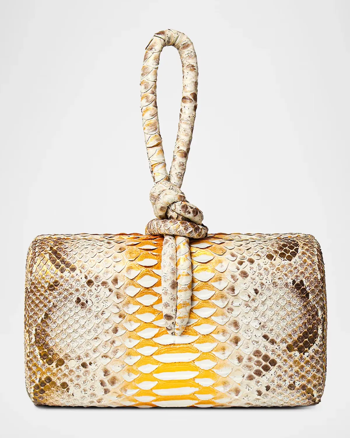 Amina Snakeskin Knot Top-Handle Bag by Ahikoza